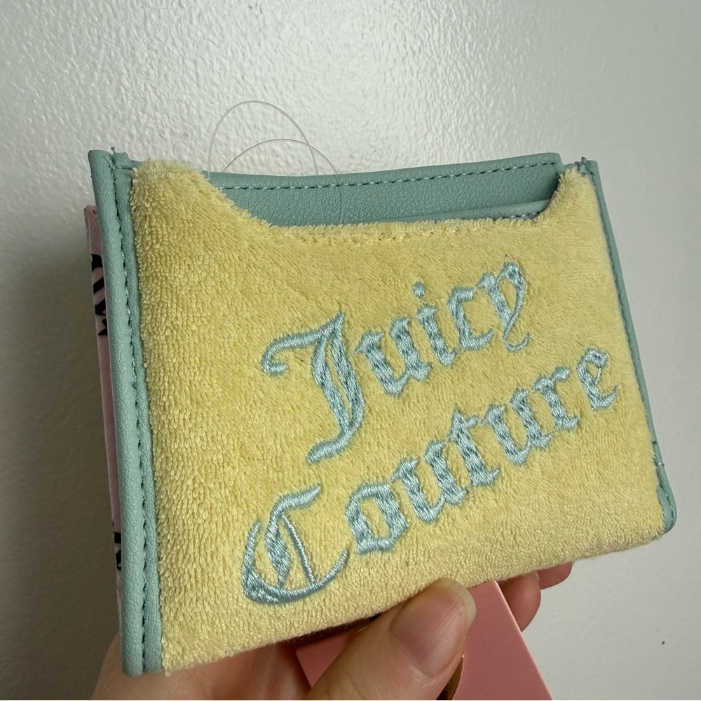 Juicy Couture terrycloth Pastel Yellow & Light Blue Card Holder / wallet / coin
